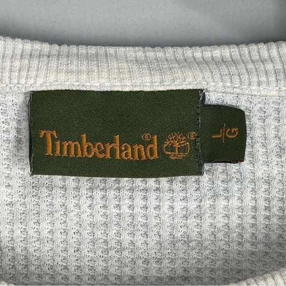 Timberland Tan n Grey Thermal Shirt Mens Large Long Sleeve Waffle Knit *stained* - Picture 3 of 9